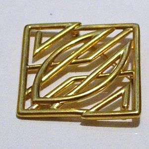 Vintage Signed Monet Gold Tone Brooch Geometric